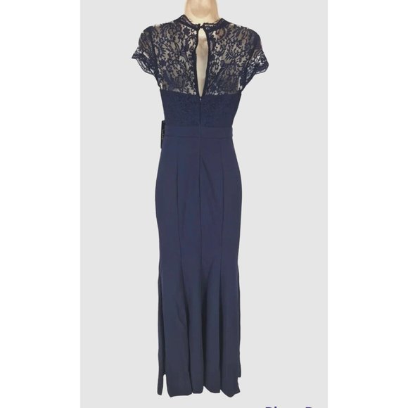 LuLus Hopeful Romantic Hunter Navy Blue Lace Mermaid Maxi Dress Women Size XS BP - Picture 3 of 7